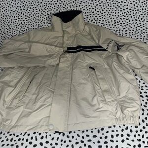 Vintage! Nautica Sailing Embroidered Jacket BEIGE Windbreaker Full Zip Mens XL